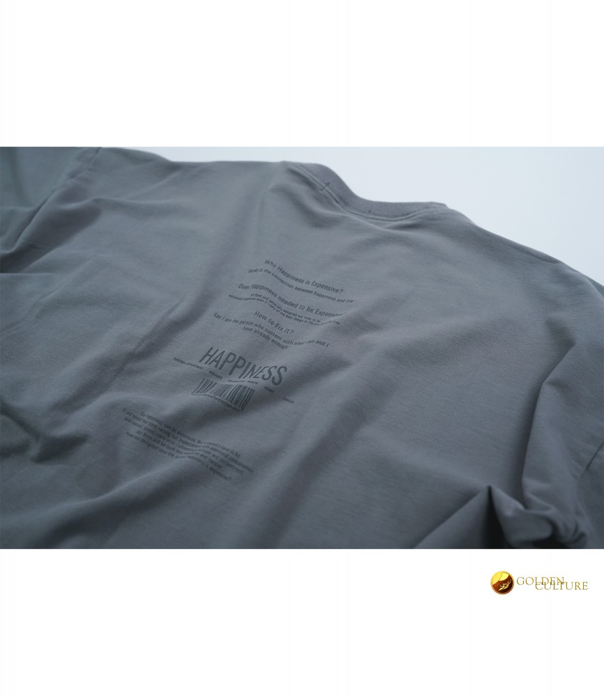 HAPPINESS IS EXPENSIVE Pockets Oversized T-Shirt (Gray)